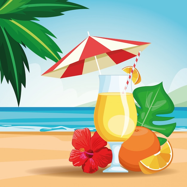 Tropical drink with umbrella