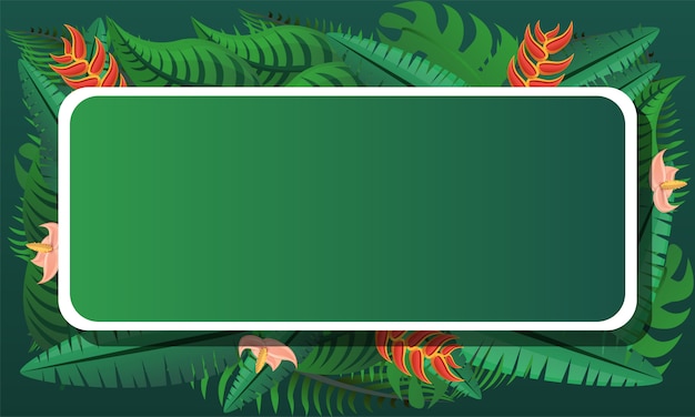 Vector tropical exotic concept framed background, cartoon style