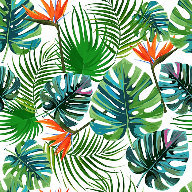 Tropical exotic palm leaves pattern.