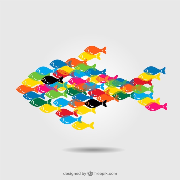 Vector tropical fishes background