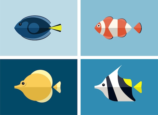 Vector tropical fishes