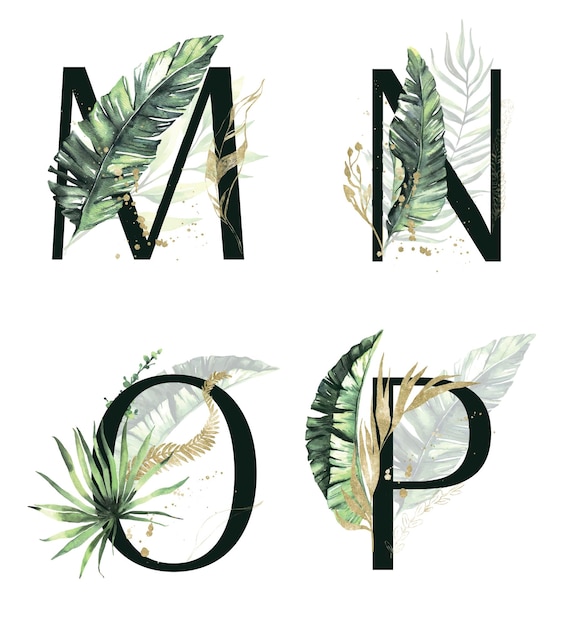 Tropical floral Alphabet collection