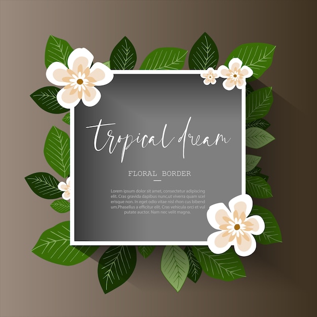 Vector tropical floral border