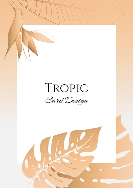 Vector tropical floral frame golden elegant botanical composition for the design of wedding invitation