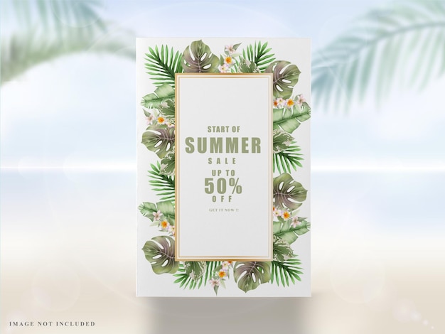 Vector tropical floral summer banner