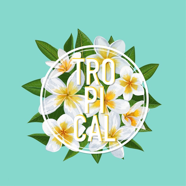 Тропический цветочный летний дизайн. плюмерия цветы