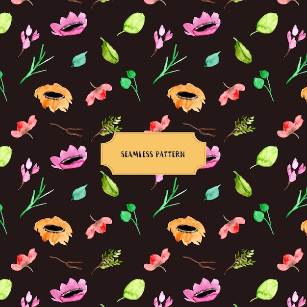 Tropical floral watercolor seamless pattern