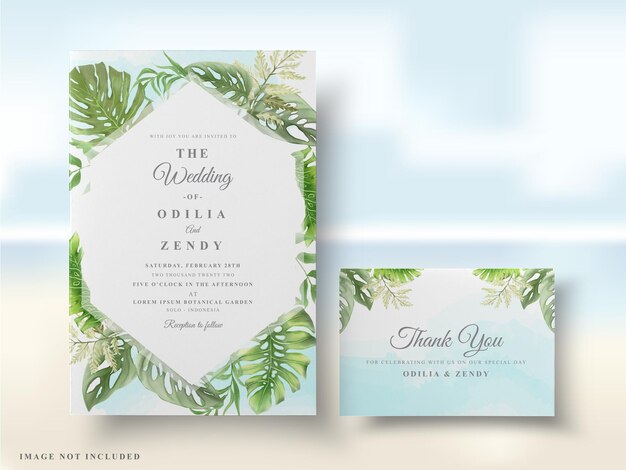 tropical floral wedding card