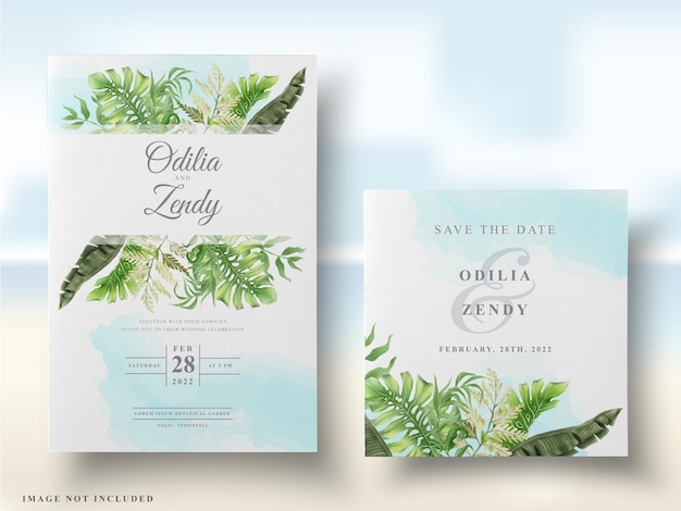 tropical floral wedding card