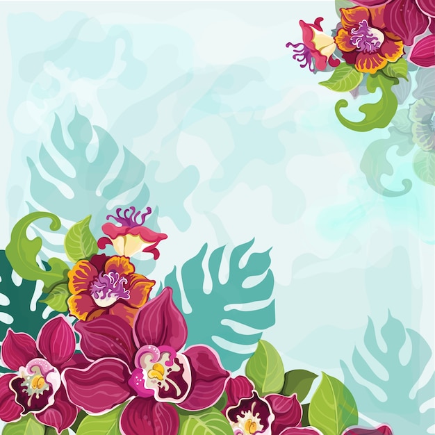 Vector tropical flower background