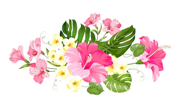 Premium Vector | Tropical flower garland for your card .