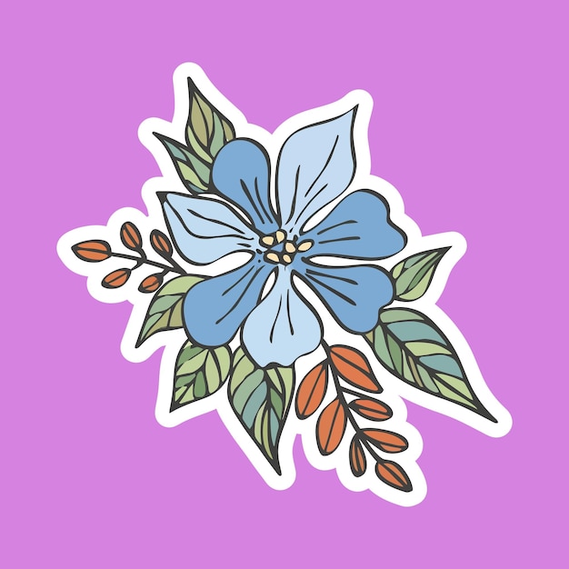 Vector tropical flower graphic sticker design