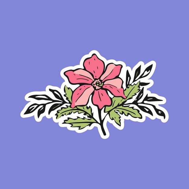 Vector tropical flower graphic sticker design