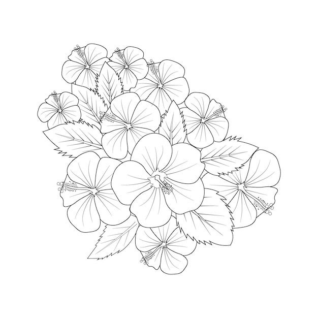 Vector tropical flower hibiscus, vector sketch illustration. hibiscus flower isolated flower clip art