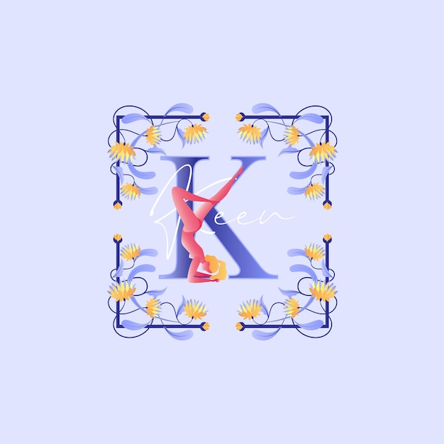 Tropical flower letter k