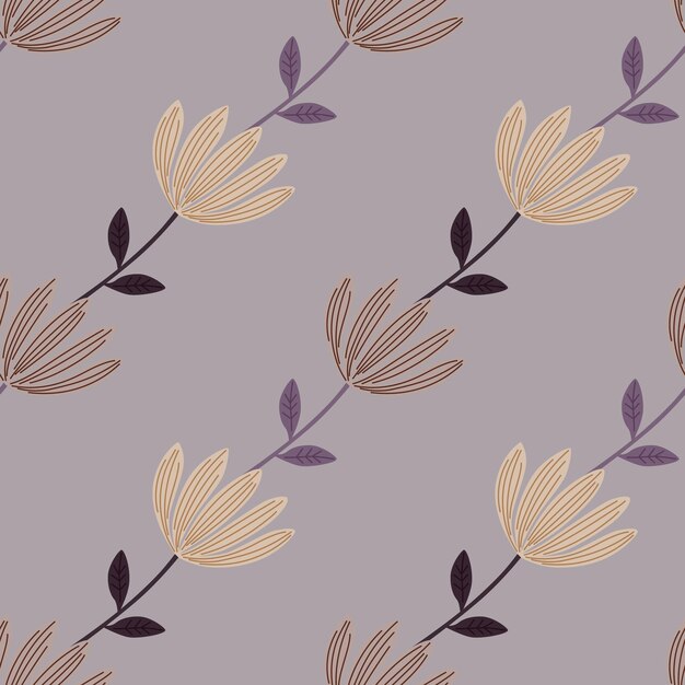 Tropical flower seamless pattern Hand drawn cute floral endless background