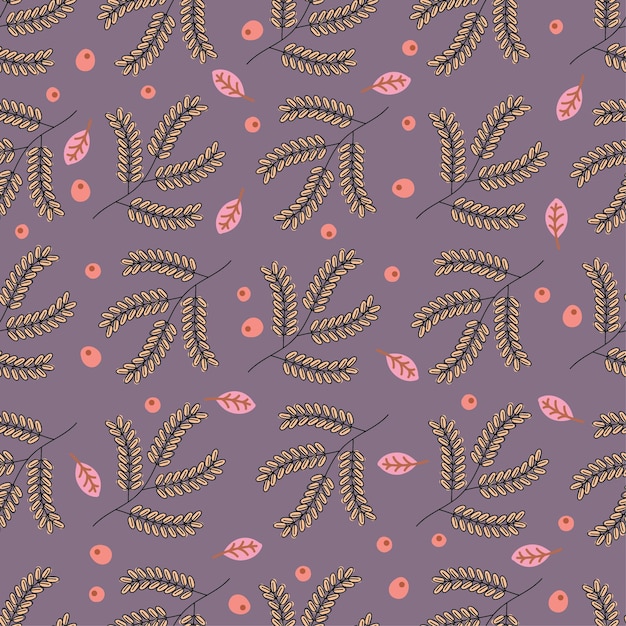 Vector tropical flowers on a background of palm leaves. seamless pattern with tropical plants leaves and fl