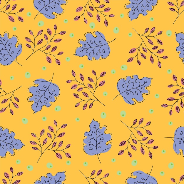 Tropical flowers on a background of palm leaves. Seamless pattern with tropical plants leaves and fl