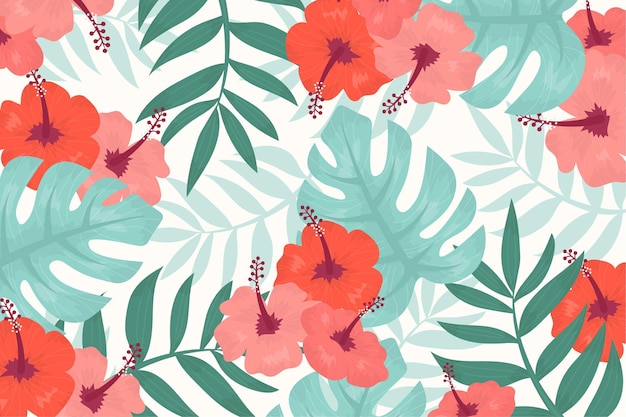 Tropical flowers background for zoom