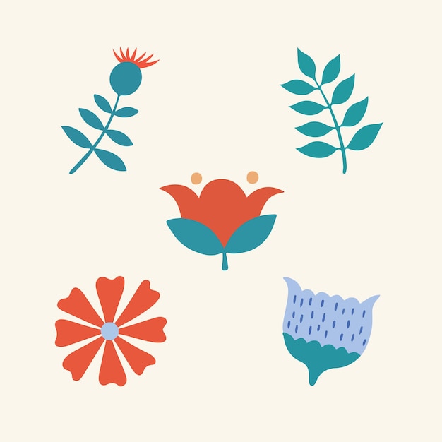 tropical flowers collection social media post floral vector illustration