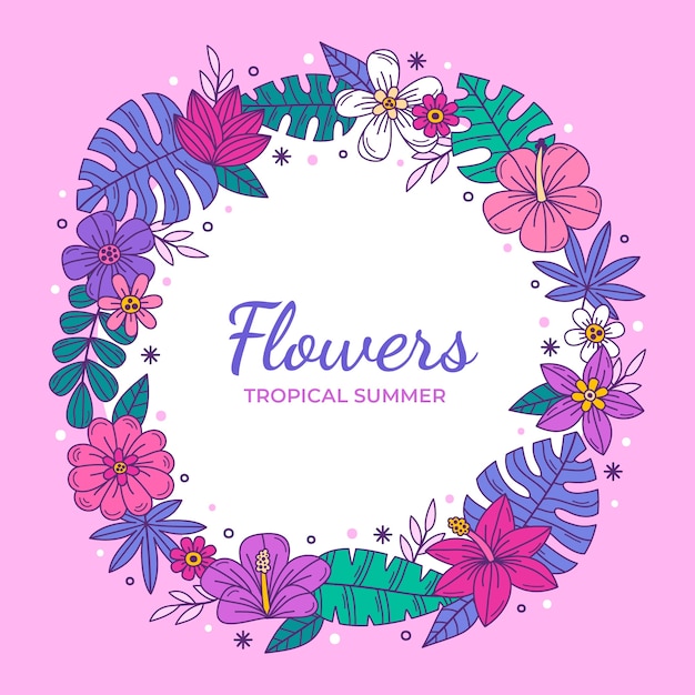 Tropical flowers frame design