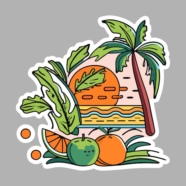 tropical flowers graphic sticker