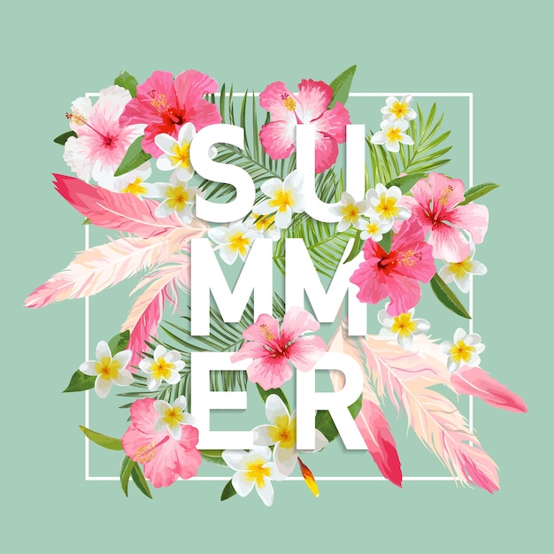 Vector tropical flowers summer design