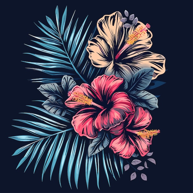 Vector tropical flowers wallpaper