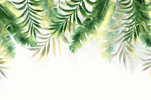 Vector tropical foliage mural wallpaper