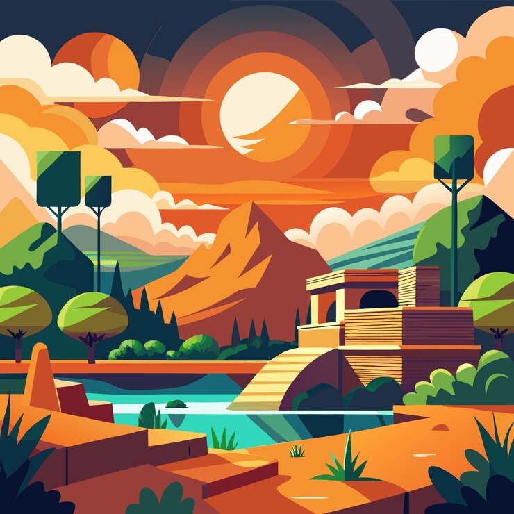 Vector tropical forest digital illustration background