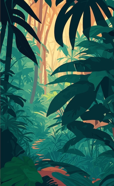 벡터 열대 숲 그림