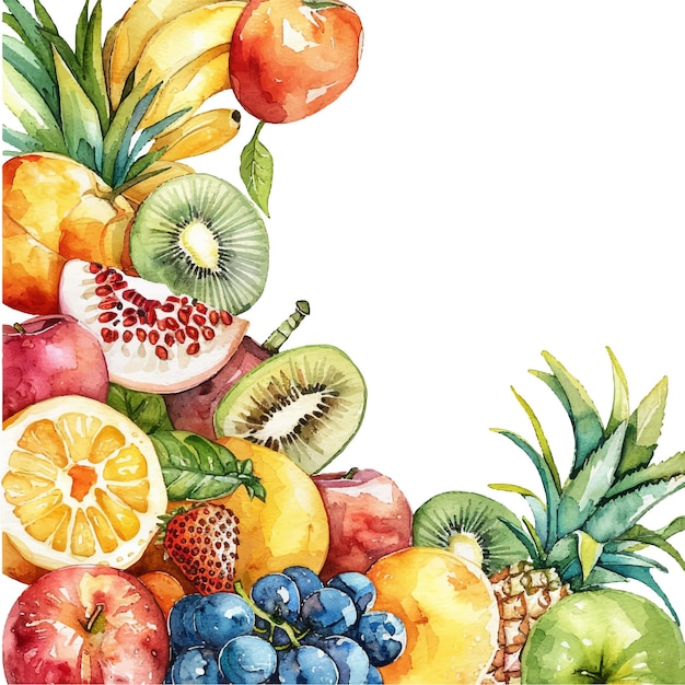 Vector tropical fruits painting watercolour vector illustration for background