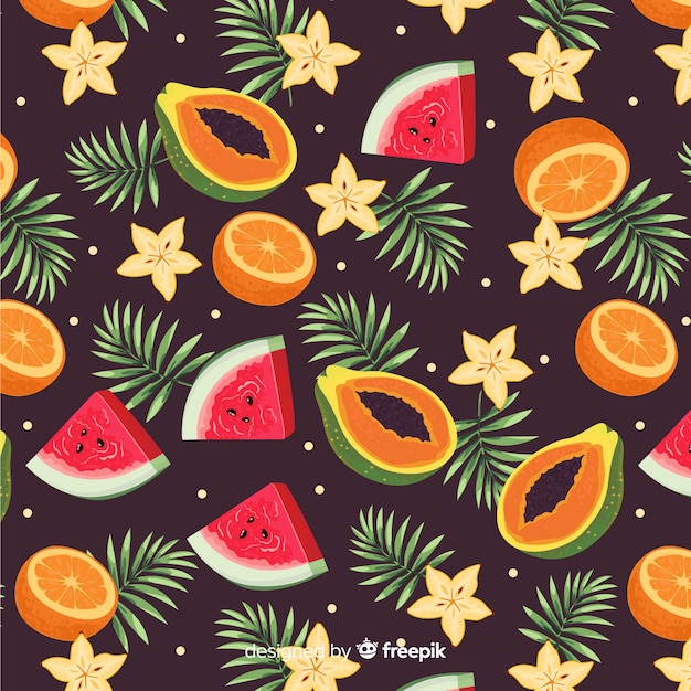 Vector tropical fruits pattern