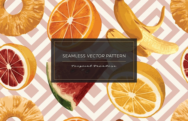 Tropical fruits seamless pattern.