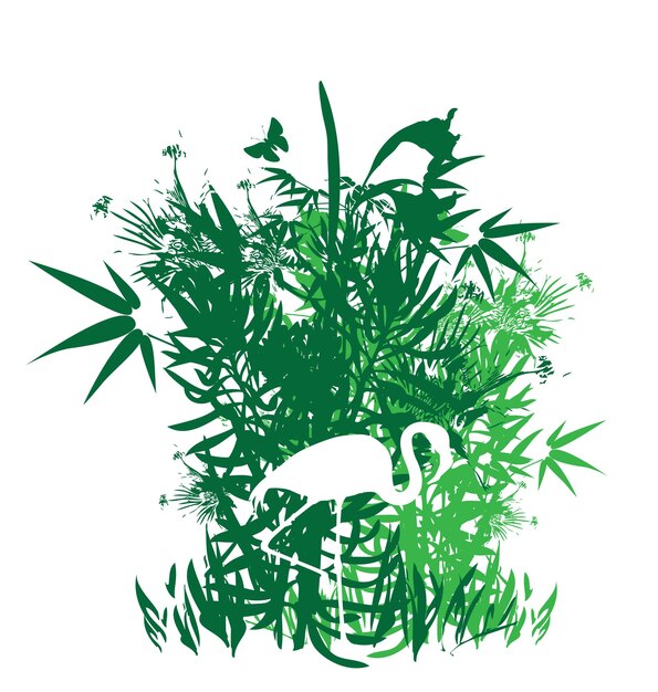 Векторное изображение тропических садовых зеленых растений