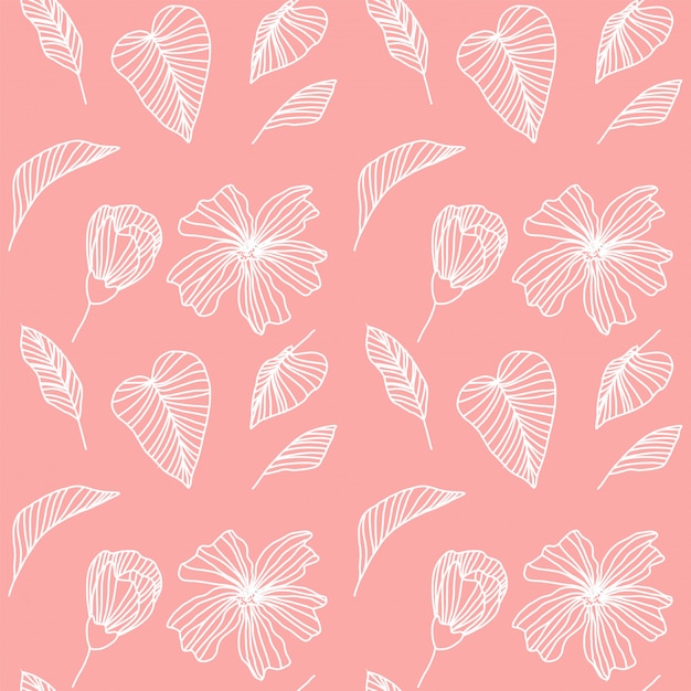 Tropical  geometric pink and white pattern