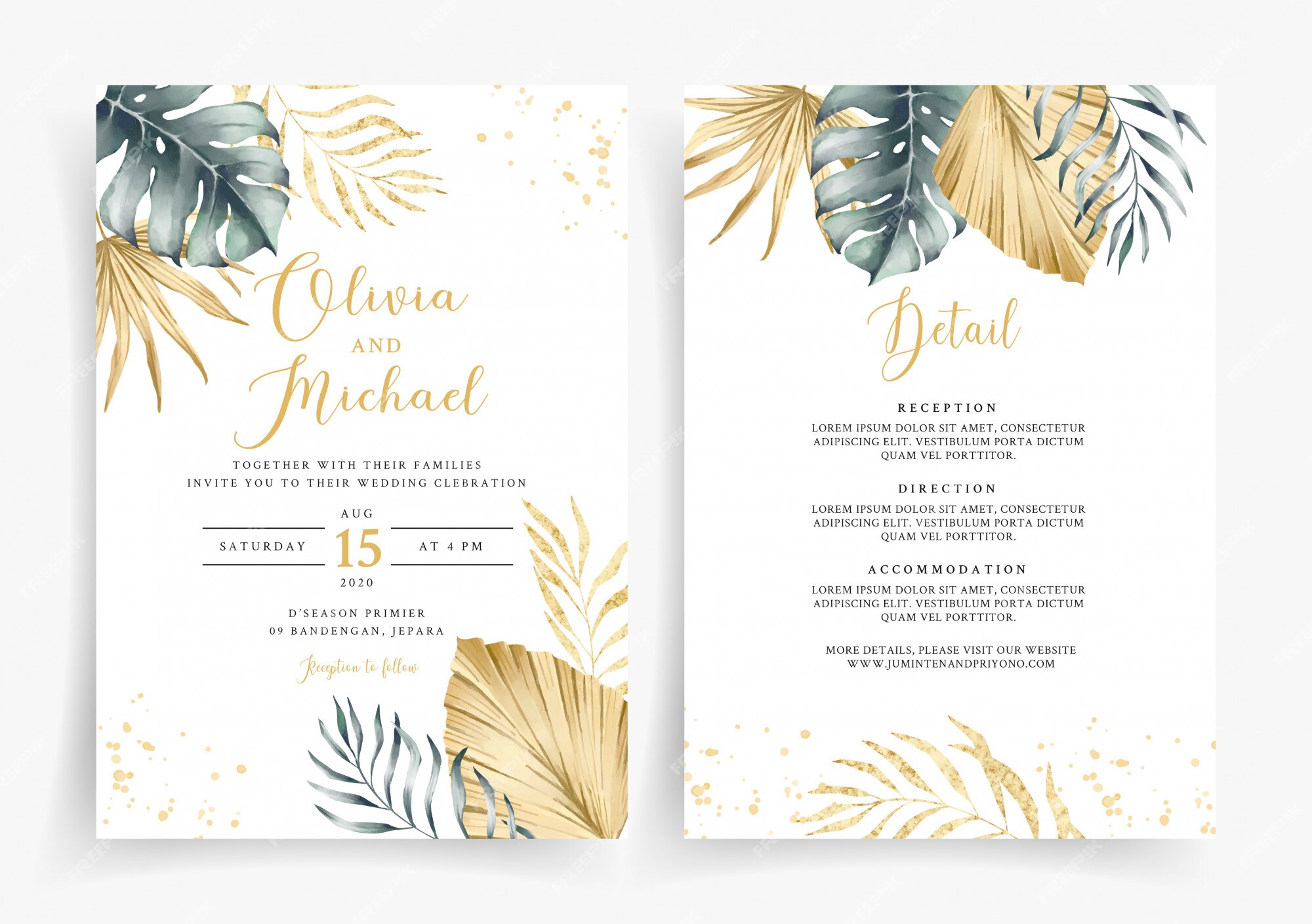 premium-vector-tropical-gold-wedding-invitation-card-template