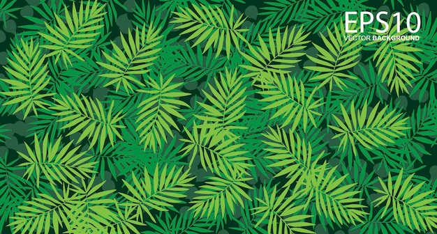 열 대 녹색 잎 패턴 배경
