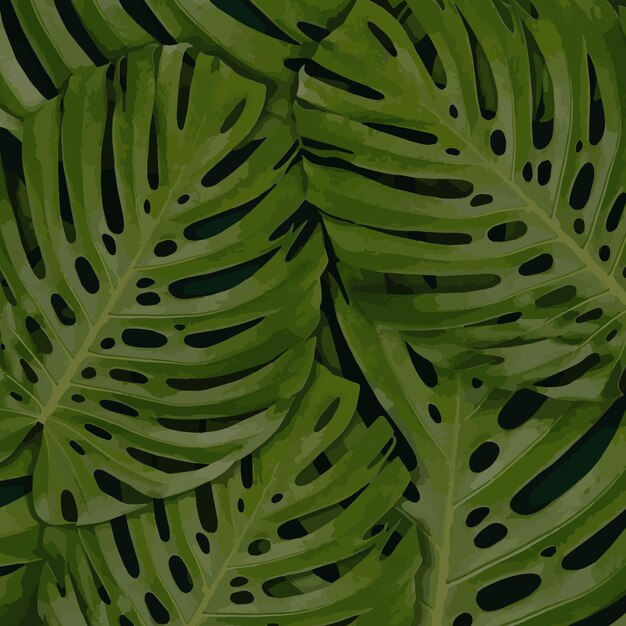 Vector tropical green leaves background