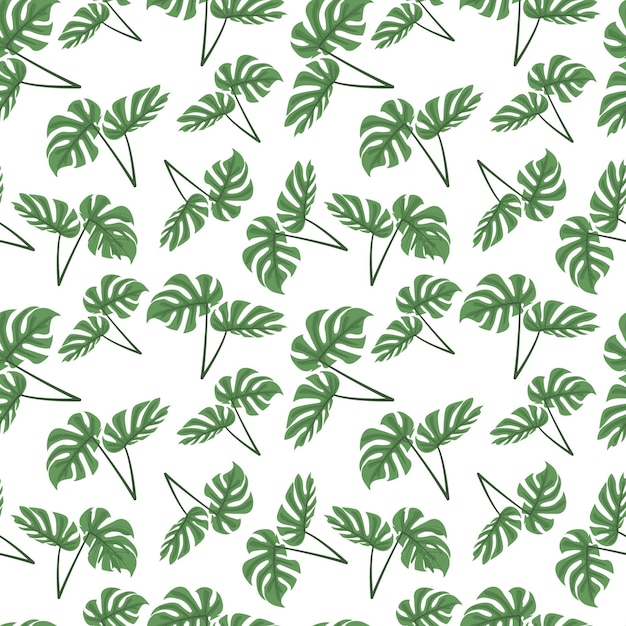 Tropical green leaves seamless pattern illustration exotic floral botanical fabric design