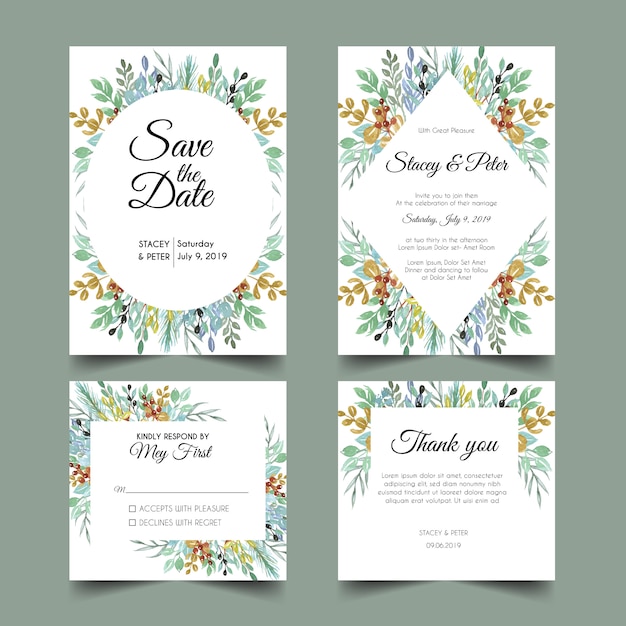 Tropical greenery wedding invitations