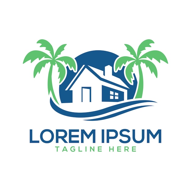 tropical house logo design vector template