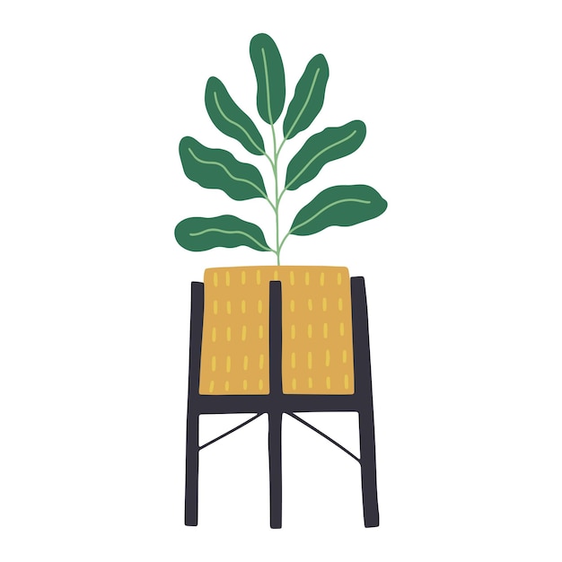 Vettore pianta tropicale da interni in un vaso arredamento scandinavo accogliente per la casa illustrazione di cartoni animati vettoriali piatti