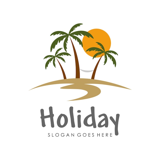 Tropical island illustration design template