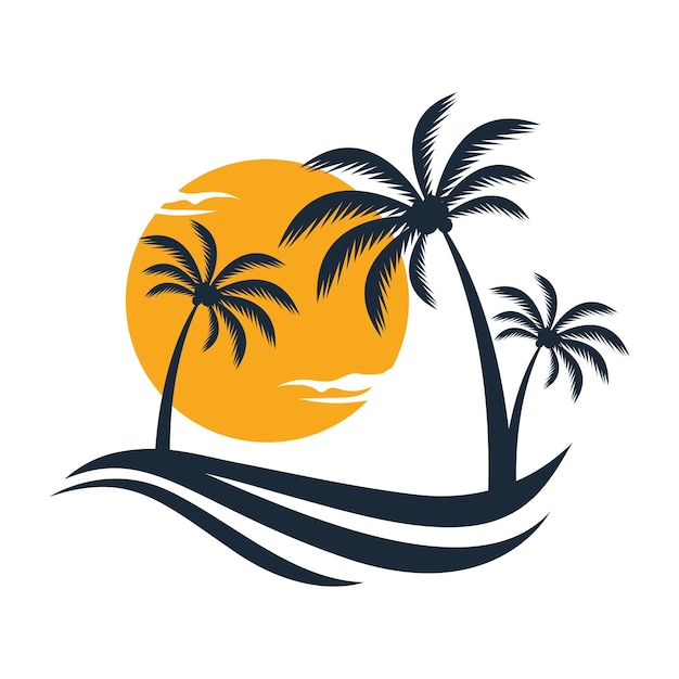 Tropical island illustration design template