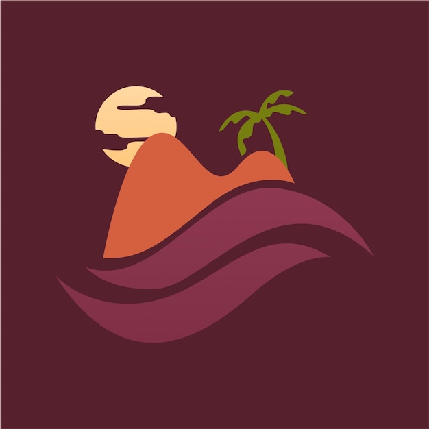 Vettore design del logo per le vacanze sull'isola tropicale