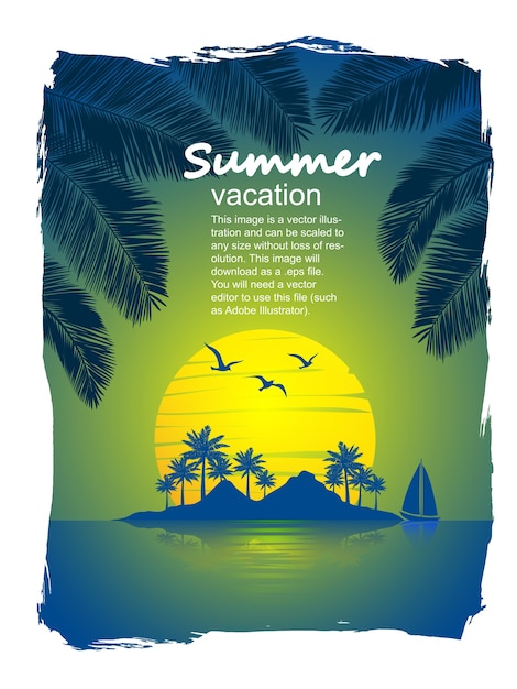 tropical island vector