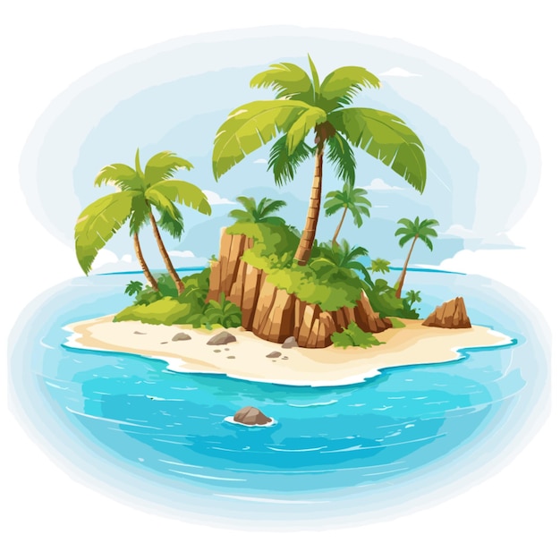 Vector tropical island vector