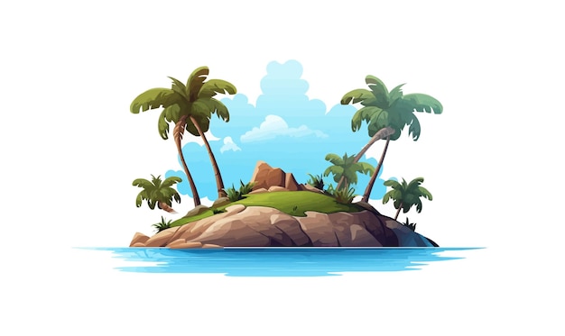 Vector a tropical island with palm trees vector simple 3d isolated illustration