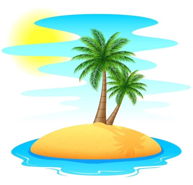 Vector tropical island with palm trees